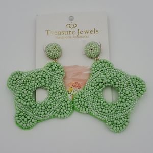 Treasure Jewels Green Seed Bead Earrings